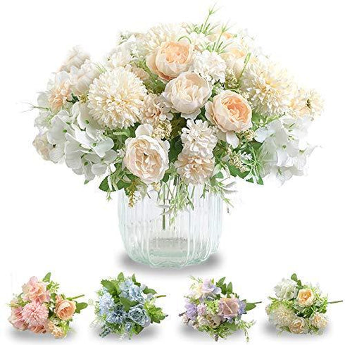 2 Pcs Artificial Peony Silk Hydrangea Bouquet